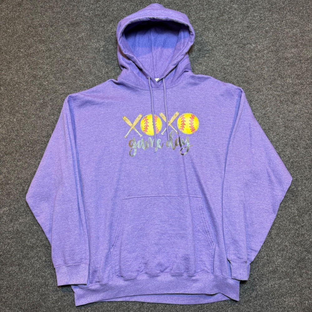 Port & Company Purple XOXO Game Day Softball Hoodie Sweatshirt 2XL